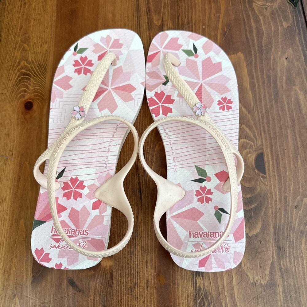 Havaianas Flash Urban Sakura Slingback Flip Flop Sandal Pink Cherry Blossom 9/10